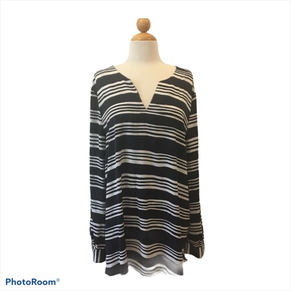Ann Taylor Tops - Ann Taylor Striped Hi-Lo Tunic Blouse